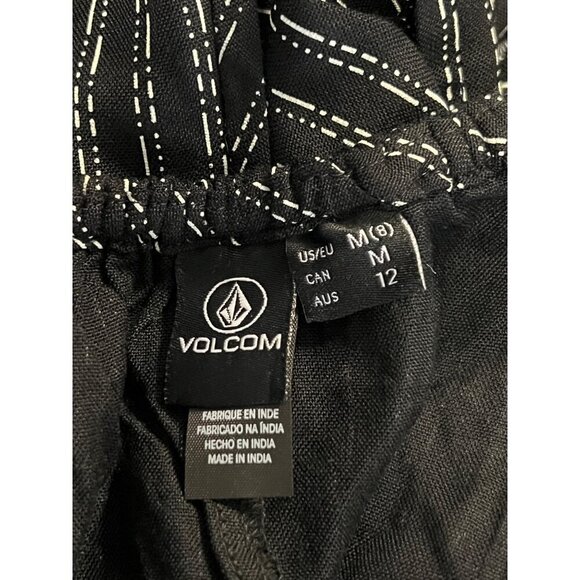 Volcom Women Size Medium M Wild Queendom Black White Striped Romper V-Neck New - Picture 5 of 8